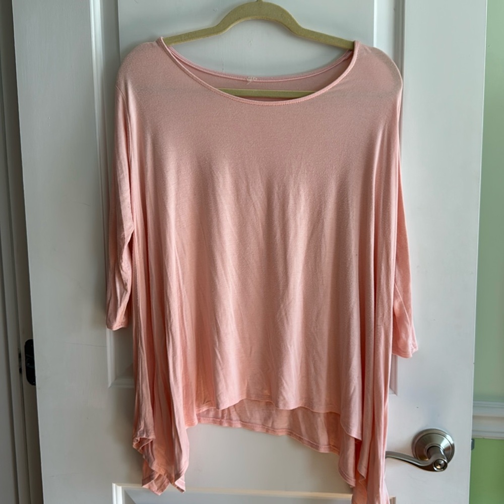 Pink 3/4 sleeve blouse top shirt Sz 1X plus size shirt